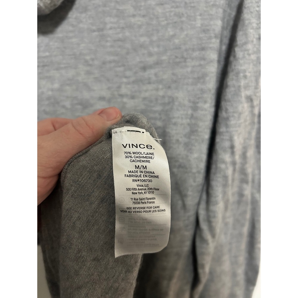 Vince Mens Heather Grey‎ Wool Cashmere Blend Pullover Hoodie MR7856860 Size M - Picture 3 of 5